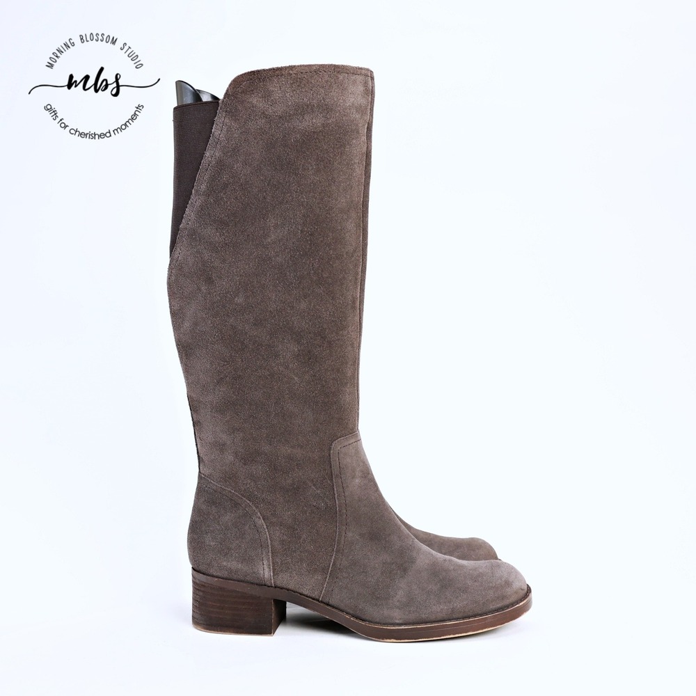 Lucky‎ Brand Hanover Equestrian Riding Soft Suede Knee High Boots Gray Women 9